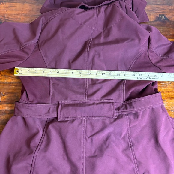 Sebby Collection Burgundy Water Resistant Windproof Hooded Trench Women's XL - Picture 6 of 7